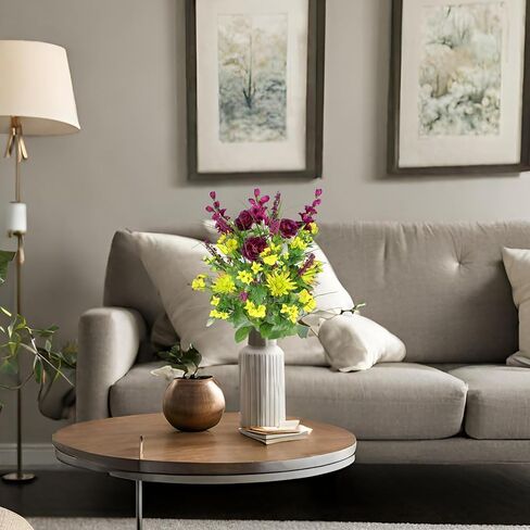 Admired By Nature 30 جذع زهور اصطناعية مجد الصباح وحوذان بوش الربيع ترتيب الزهور الصناعية للديكور المنزلي لحفلات الزفاف في الأماكن المغلقة، وديكورات المقبرة، TURQ/LIL/CEL in Kuwait