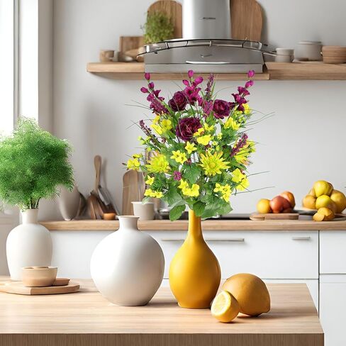 Admired By Nature 30 جذع زهور اصطناعية مجد الصباح وحوذان بوش الربيع ترتيب الزهور الصناعية للديكور المنزلي لحفلات الزفاف في الأماكن المغلقة، وديكورات المقبرة، TURQ/LIL/CEL in Kuwait