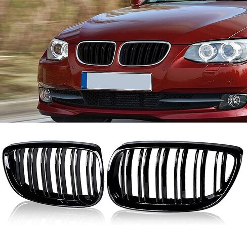 E92 Grille Grill، ATPOEN Front Grille Kindey لسيارات BMW 3 Series E92 E93 LCI Coupe 2011 2012 2013 أسود لامع (لا يناسب M3) in Kuwait