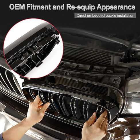 E92 Grille Grill، ATPOEN Front Grille Kindey لسيارات BMW 3 Series E92 E93 LCI Coupe 2011 2012 2013 أسود لامع (لا يناسب M3) in Kuwait