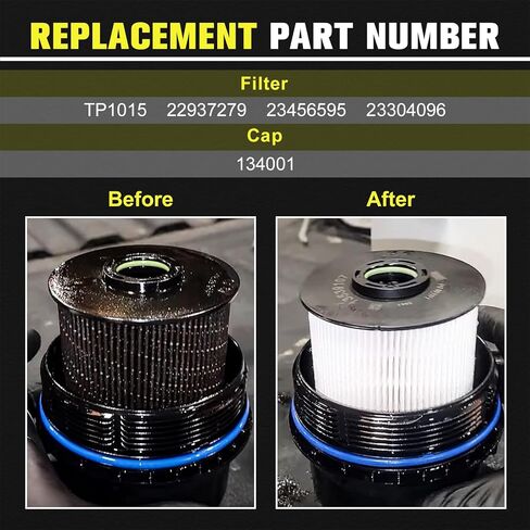 TP1015-134001 فلتر الوقود وغطاء الإسكان متوافق مع 2017-2020 شيفروليه سيلفرادو جي إم سي سييرا 1500 2500 HD 3500 HD 3.0L 6.6L، لسيارة شيفروليه كروز 1.6L 2.0L in Kuwait