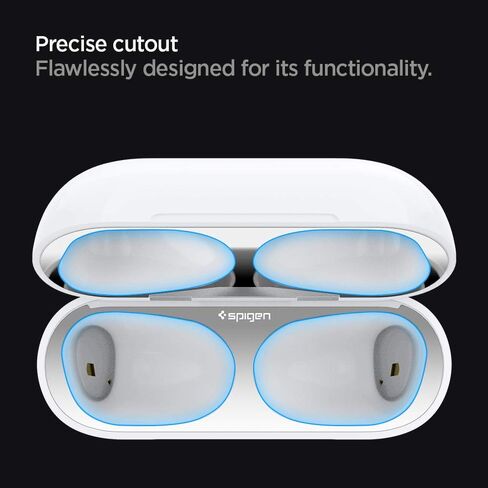 Spigen Shine Shield مصمم لجهاز Airpods Pro الجيل الثاني (2022) وAirpods Pro (2019) ملصق مضاد للغبار [مجموعتان] - فضي معدني in Saudi Arabia