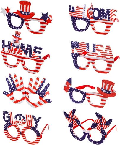 WUWEOT 16 حزمة من ملحقات الرابع من يوليو، نظارات الحفلات الوطنية عصابات رأس العلم الأمريكي، هدايا دعائم الصور للاحتفال بالرابع من يوليو، يوم الاستقلال، يوم الذكرى، العرض الوطني in Kuwait