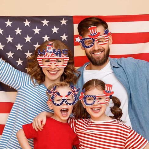 WUWEOT 16 حزمة من ملحقات الرابع من يوليو، نظارات الحفلات الوطنية عصابات رأس العلم الأمريكي، هدايا دعائم الصور للاحتفال بالرابع من يوليو، يوم الاستقلال، يوم الذكرى، العرض الوطني in Kuwait