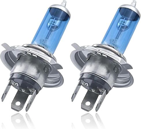 2 PCS Car Halogen Light, H4 Low Beam Light Bulb, 12V 100W High Beam, Ultra White Light Front Fog Lamp, Plug-and-Play, Universal for Most Cars (White Light) in Kuwait