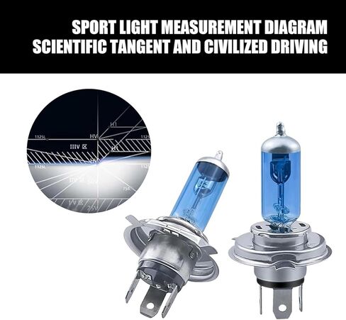 2 PCS Car Halogen Light, H4 Low Beam Light Bulb, 12V 100W High Beam, Ultra White Light Front Fog Lamp, Plug-and-Play, Universal for Most Cars (White Light) in Kuwait