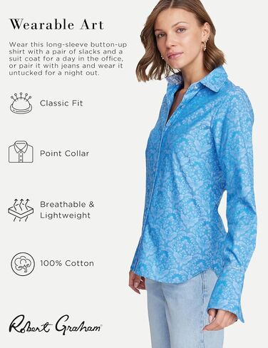 Robert Graham Womens Priscilla Long Sleeve Woven Button Down Shirt in Saudi Arabia