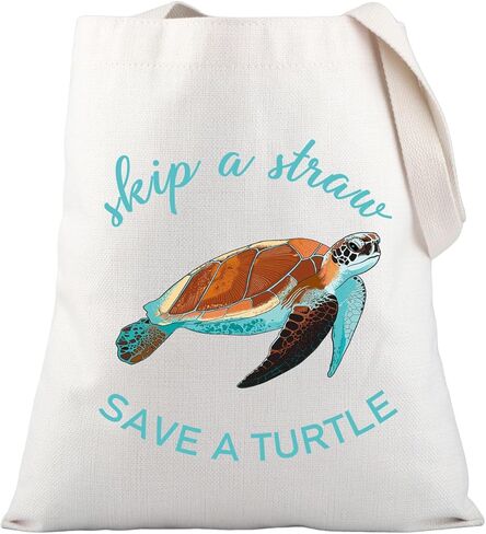 PLITI Sea Turtle Tote Bag Environmental Awareness Gift Skip a Straw Save a Turtle Scuba Diving Ocean Animal Lover Gift in Saudi Arabia