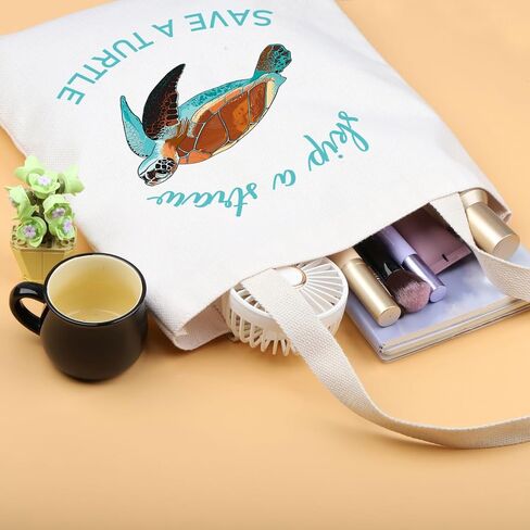 PLITI Sea Turtle Tote Bag Environmental Awareness Gift Skip a Straw Save a Turtle Scuba Diving Ocean Animal Lover Gift in Saudi Arabia
