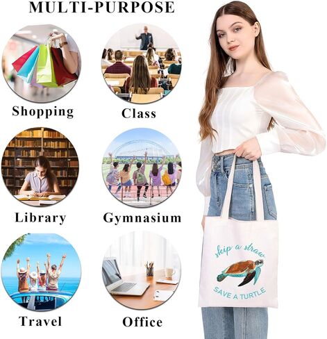 PLITI Sea Turtle Tote Bag Environmental Awareness Gift Skip a Straw Save a Turtle Scuba Diving Ocean Animal Lover Gift in Saudi Arabia
