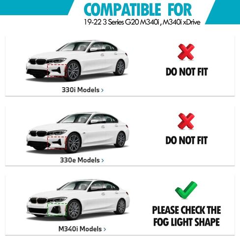 7BRU G20 Front Bumper Lip Compatible with 2019-2022 3 Series G20 M Sport M340i / M340i x Drive | Lip Chin Spoiler Splitter Gloss Black in Saudi Arabia