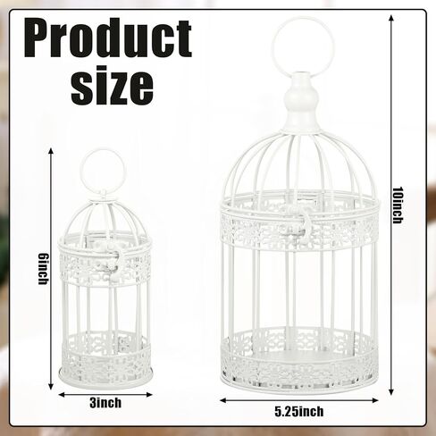 4 Pcs Bird Cage Decorative Candle Holder Vintage Candle Holder Cage Lanterns Wood Cage Base Model for Modern Table House home Decoration (White,Elegant) in Saudi Arabia