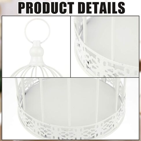 4 Pcs Bird Cage Decorative Candle Holder Vintage Candle Holder Cage Lanterns Wood Cage Base Model for Modern Table House home Decoration (White,Elegant) in Saudi Arabia