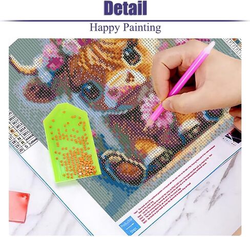 BOHADIY 5D Diamond Painting Kits for Adult Cow Flower Diamond Art Kits for Adults Cow Diamond Painting Full Round Drill Crafts Kit for Home Wall Decor Gift 12x12in in Saudi Arabia