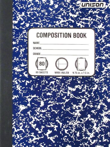 Bundle of 5 Wide Ruled Marbled Composition Notebooks; 1 of Each Color ;Red, Blue, Green, Yellow and Black in Saudi Arabia