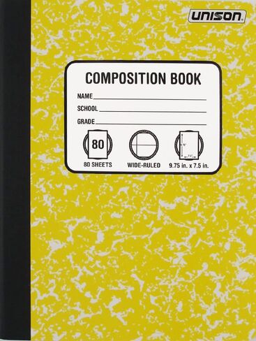 Bundle of 5 Wide Ruled Marbled Composition Notebooks; 1 of Each Color ;Red, Blue, Green, Yellow and Black in Saudi Arabia