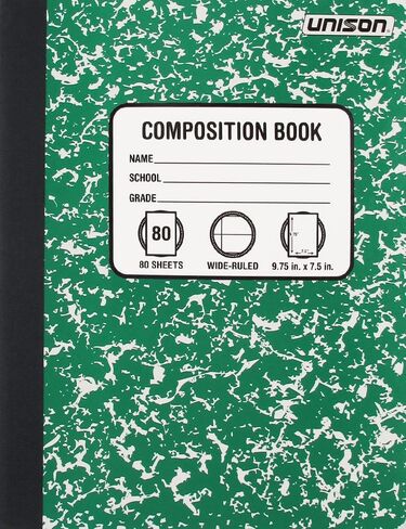Bundle of 5 Wide Ruled Marbled Composition Notebooks; 1 of Each Color ;Red, Blue, Green, Yellow and Black in Saudi Arabia