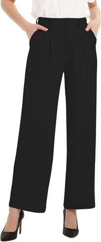Wide Leg Casual Pants for Women High Waisted Flowy Business Work Office Trousers Trendy Loose Slacks with 2 Pockets in Saudi Arabia