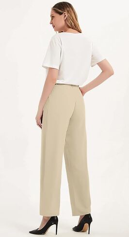Wide Leg Casual Pants for Women High Waisted Flowy Business Work Office Trousers Trendy Loose Slacks with 2 Pockets in Saudi Arabia