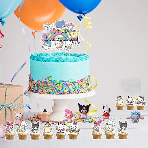 19Pcs Cute Anime Cake Topper Set, Kawaii Anime Figure,Anime Theme Party Decoration Supplies,Mini Colorful Party Decor Favors for Kids Girls Boys Happy Birthday Baby Shower in Kuwait