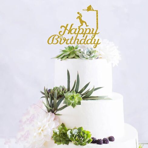 كرة السلة عيد ميلاد سعيد كعكة توبر الإناث النساء الفتيات لاعبات كرة السلة الرياضة موضوع حفلة عيد ميلاد زينة الذهب بريق in Saudi Arabia