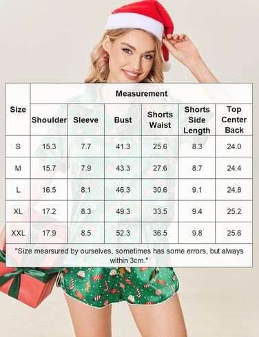 Ekouaer Womens Christmas Print Contrast Piping Satin Silk Button Down Top and Shorts Sleepwear Pajamas Set Small in Saudi Arabia