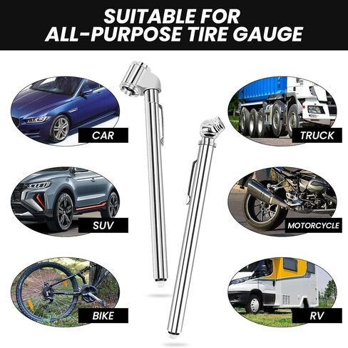 4 عبوات من قياس ضغط الإطارات بالقلم الرصاص، رأس مزدوج 10-120 رطل لكل بوصة مربعة و0-50 رطل لكل بوصة مربعة قياس هواء برأس واحد ضغط الإطارات شديد التحمل للسيارات والشاحنات والدراجات النارية وRVS والدراجات in Kuwait