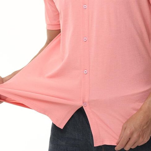 قمصان ZTN الرجالية الكاجوال القابلة للتمدد بأكمام قصيرة وأزرار سفلية UV50+ قمصان غير مخيطة للرطوبة in Kuwait
