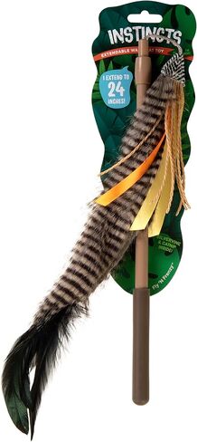 SmartyKat Instincts HappyNip Fly 'N Frenzy Extendable Wand Teaser Cat Toy, Contains Catnip & Silvervine - Brown, One Size in Saudi Arabia