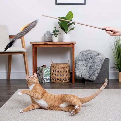 SmartyKat Instincts HappyNip Fly 'N Frenzy Extendable Wand Teaser Cat Toy, Contains Catnip & Silvervine - Brown, One Size in Saudi Arabia