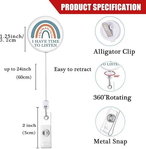 بكرة شارة مسائل الصحة العقلية قابلة للسحب مع مشبك التمساح، حامل شارة قوس قزح، الوعي بمرض الدماغ البشري، التمريض، الطبيب، المعلم، العامل الطبي، ديكور الهوية in Kuwait