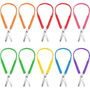 10 Pcs Loop Scissors Squeeze Scissors Colorful Adaptive Scissors Easy Grip Loop Scissors Loop Handle Scissors Learning Scissors for Special Needs Mini Loop Scissors for toddlers Kids Children Adults
