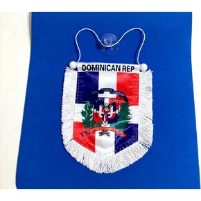 Dominican Republic flag for car Rearview Mirror Hanging accessories DR flags with Contemporary White Trim – Timeless Elegance for Your Daily Drive Dominicana