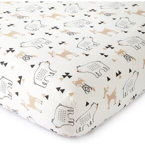 Levtex Baby Bailey Mini Crib Fitted Crib Sheet, Cotton, Taupe, Charcoal, White, Grey