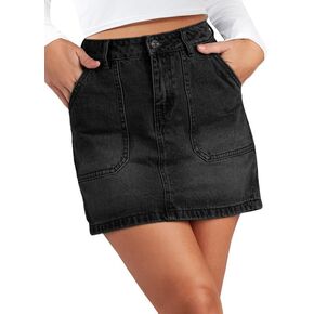 Genleck Denim Skirts for Women – Cargo Jean Skirts with Pockets High Waist Stretch Cute Y2K Casual Mini Skirts