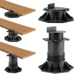 10Pack Adjustable Deck Support Pedestal, Floor Slate Support Floor Lift Deck Support Floor Raising for Floating Deck Platform Deck Floor Height Adjustment Raising from 2-3/8" to 5-1/2" Black