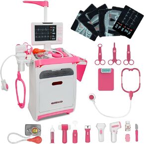 Doctor Kit for Toddlers 3-5, Pretend Doctor Play Set with Cart, Stethoscope and Thermometer, Doctor Kit for Kids 6-8, Role Play Medical Toy for Girls Boys-Blue