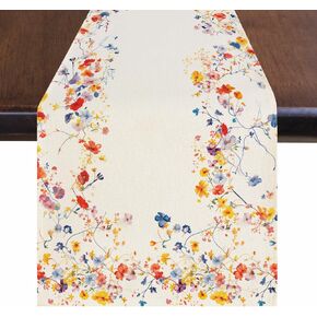 Blue Purple Floral Table Runner 72" Long-Dresser Dining Table Runner Farmhouse for Spring,Summer,Fall,Coffee Table Runner for Decorations Home Party,Weddings,Holiday,Fete 13x72 Inch