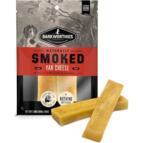 Barkworthies USA Hickory Smoked Yak Cheese - Large 2 Count (Pack of 1) - All-Natural, Smoky Aroma, Great for Large Breeds