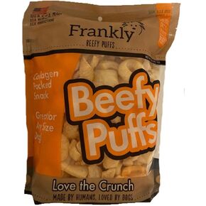 Frankly Cheddar Cheese Flavor Beefy Puffs 100% USA Made Collagen Packed Snack 5 Ounce Package
