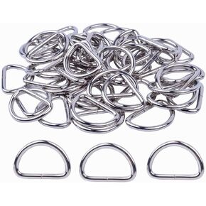 Ebonee Metal D Rings Heavy Duty 1 Inch D Shape Rings for Sewing, Keychains, Straps Ties, Belts, Crafts and Dog Leash (50 Pack)