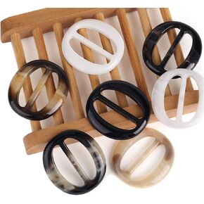 6PCS 3cm/1.2Inch Plastic Smoothing Oval Circle Scarf Ring Scarves Buckle Silk Clips Clothing Ring Wrap Holder Decorative Jewelry for Neckerchief Clothing T-Shirt for Women Lady Girls(Color Random)