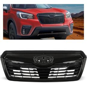 KUAFU Front Grille Grill Compatible with 2019-2021 Subaru Forester Painted Bumper Upper Hood Grille Black