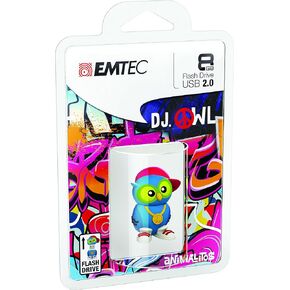 Emtec Animalitos 2.0 USB Flash Drive, 8GB, DJ Owl, ECMMD8GM341