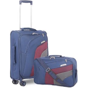 Aerolite 21" Carry On Ultra Lightweight Spinner Suitcase & Flight Bag Under Seat Shoulder Bag Set (Navy)