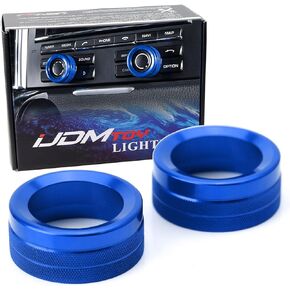 iJDMTOY 2pc Blue Sports Aluminum AC Climate Control and Radio Volume Turner Ring Covers Compatible with Porsche 2014-up Macan, 2011-2018 Cayenne, 2010-2016 Panamera, 2012-2019 911
