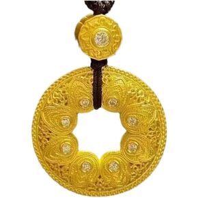 Authentic Certification Circular Pendant Necklace Imitation Gold Safe Wealthy Healthy Lucky Suitable For People Of All Ages To Wear Round Pendant Necklace For Women And Man