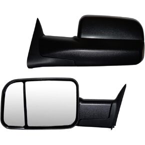 Pair Towing Mirrors Compatible with Towing Mirrors 94-01 Dodge Ram 1500, 94-02 Ram 2500 3500 Truck Manual Adjusted Side Black Housing Set Left+Right