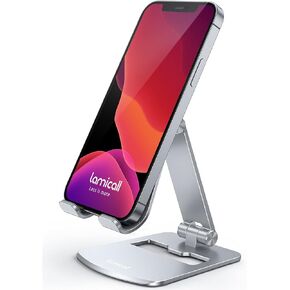 Lamicall [𝙐𝙥𝙜𝙧𝙖𝙙𝙚𝙙] Cell Phone Stand for Desk - Aluminum Stable Large Base for Desk, Superb Surface Craftsmanship, Portable Cell Phone Dock, for iPhone and 4 to 10" Cellphone