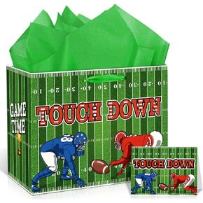 Basketball Party Gift Bag, Basketball Gift Wrap Bag with Tissue Paper and Card Decorations for Sport Party Favor Basketball Birthday Goodie Gifts Treat Candy Wrapping Bags for Kids Adult Team Supplies